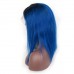 Bob 1B/Blue Ombre Color Lace Front Wigs 7A Grade Brazilian Virgin Human Hair